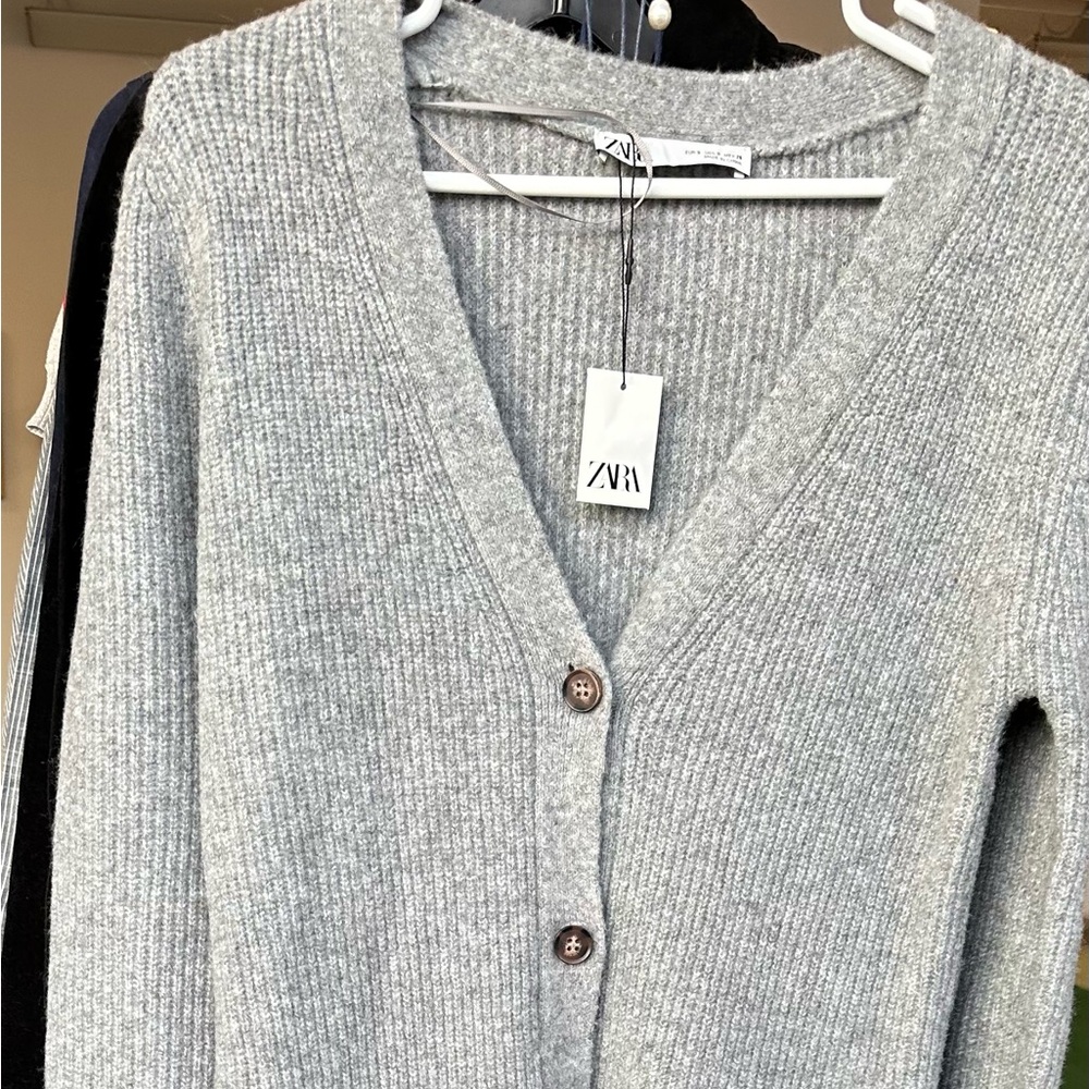 New Zara  grey long sweater Cardigan size S